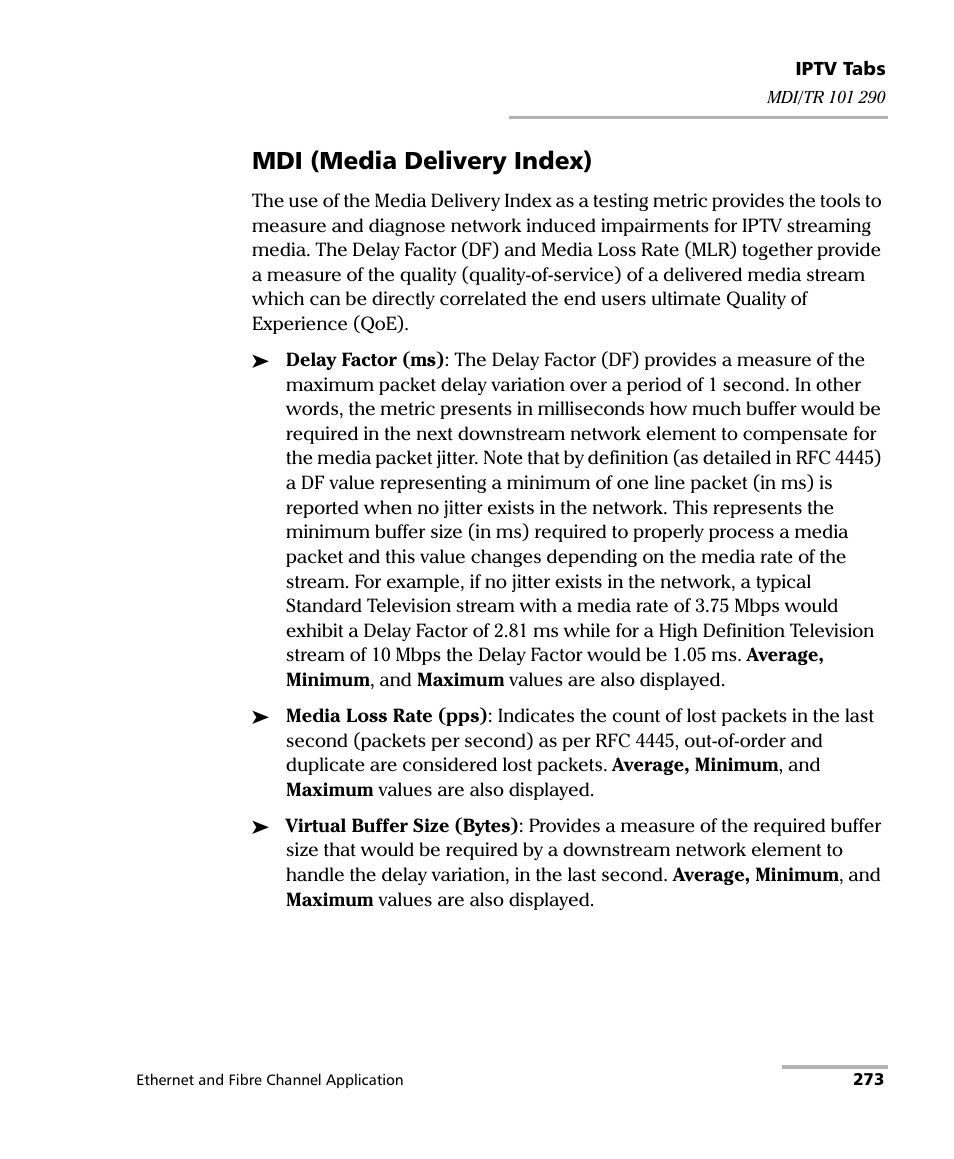 Mdi (media delivery index) | EXFO RTU 310-310G IP Services Test Head User Manual | Page 285 / 547