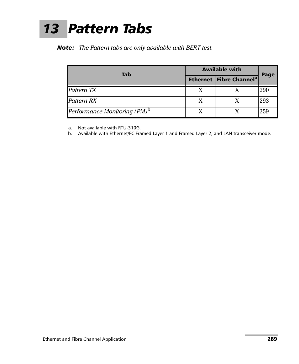 13 pattern tabs | EXFO RTU 310-310G IP Services Test Head User Manual | Page 301 / 547