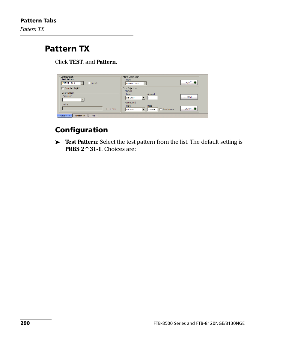 Pattern tx, Configuration | EXFO RTU 310-310G IP Services Test Head User Manual | Page 302 / 547