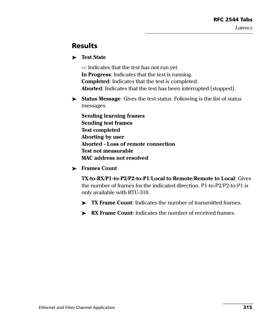 Results | EXFO RTU 310-310G IP Services Test Head User Manual | Page 327 / 547