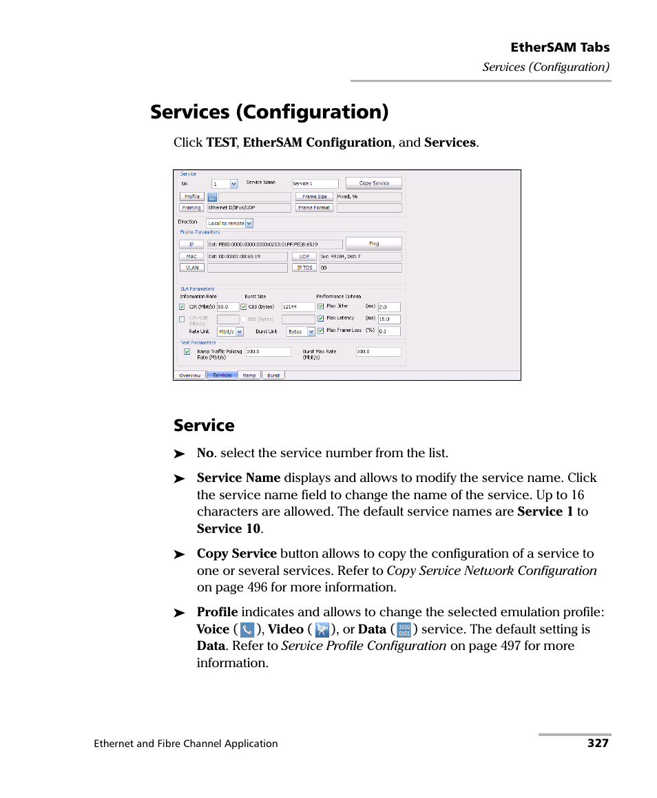 Services (configuration), Service | EXFO RTU 310-310G IP Services Test Head User Manual | Page 339 / 547