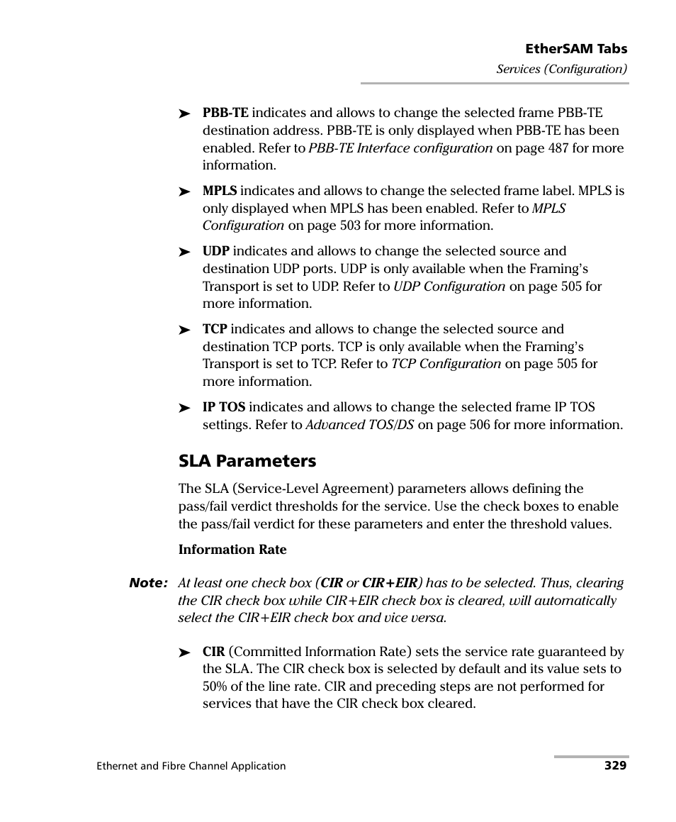 Sla parameters | EXFO RTU 310-310G IP Services Test Head User Manual | Page 341 / 547