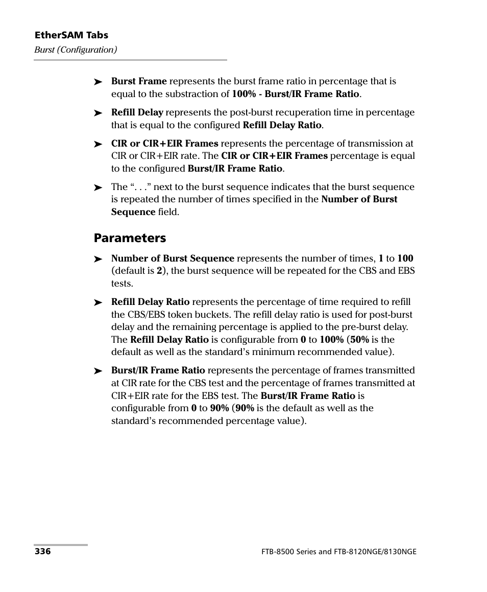 Parameters | EXFO RTU 310-310G IP Services Test Head User Manual | Page 348 / 547