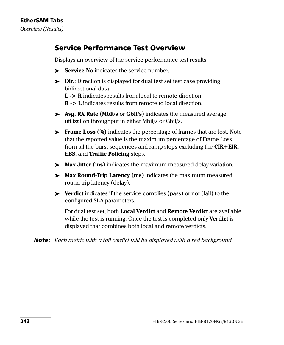 Service performance test overview | EXFO RTU 310-310G IP Services Test Head User Manual | Page 354 / 547