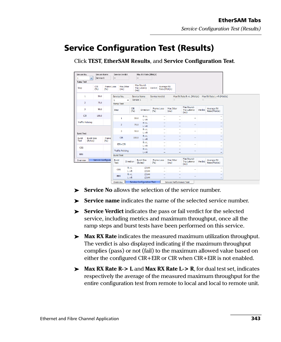 Service configuration test (results) | EXFO RTU 310-310G IP Services Test Head User Manual | Page 355 / 547