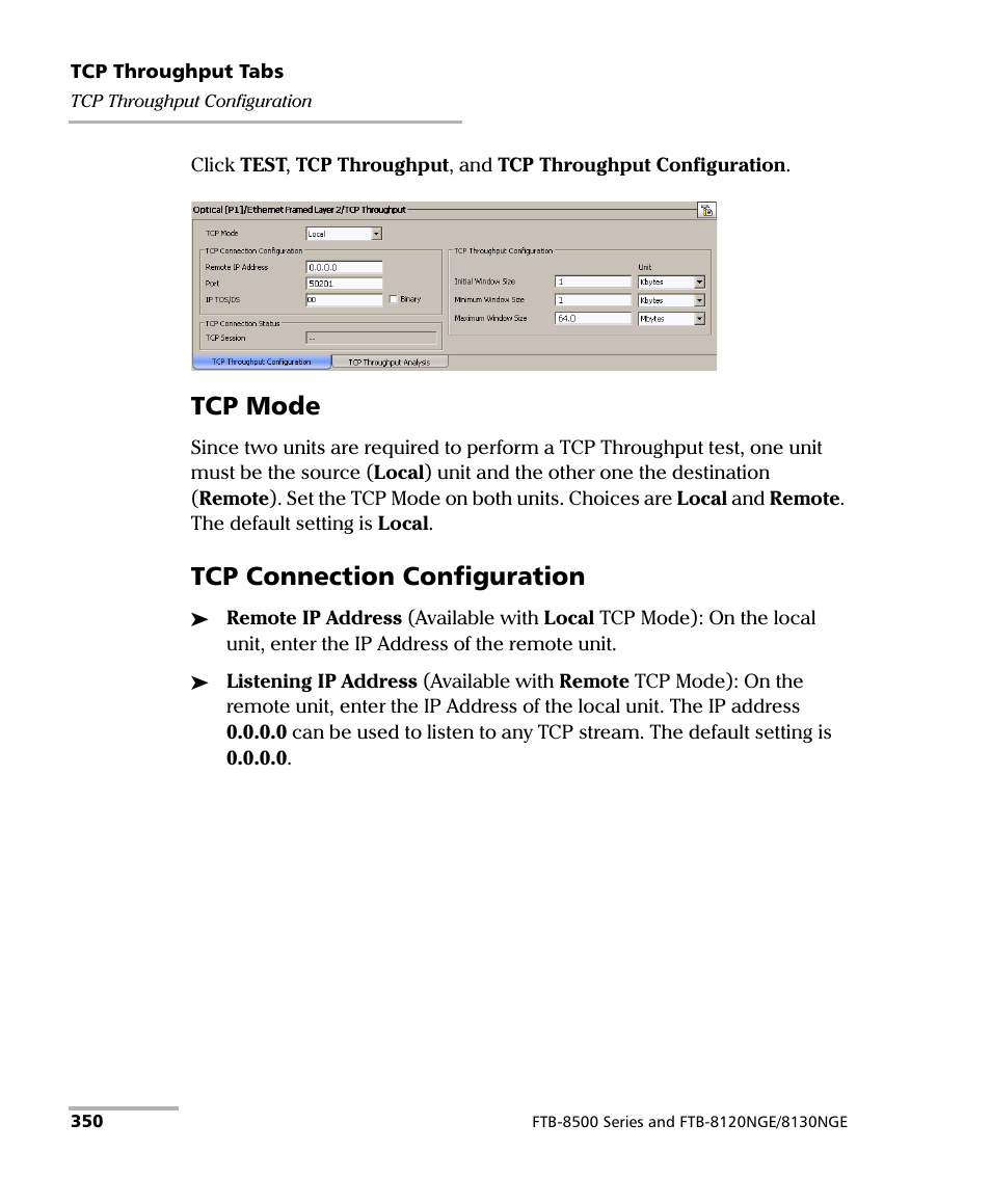 Tcp mode, Tcp connection configuration | EXFO RTU 310-310G IP Services Test Head User Manual | Page 362 / 547