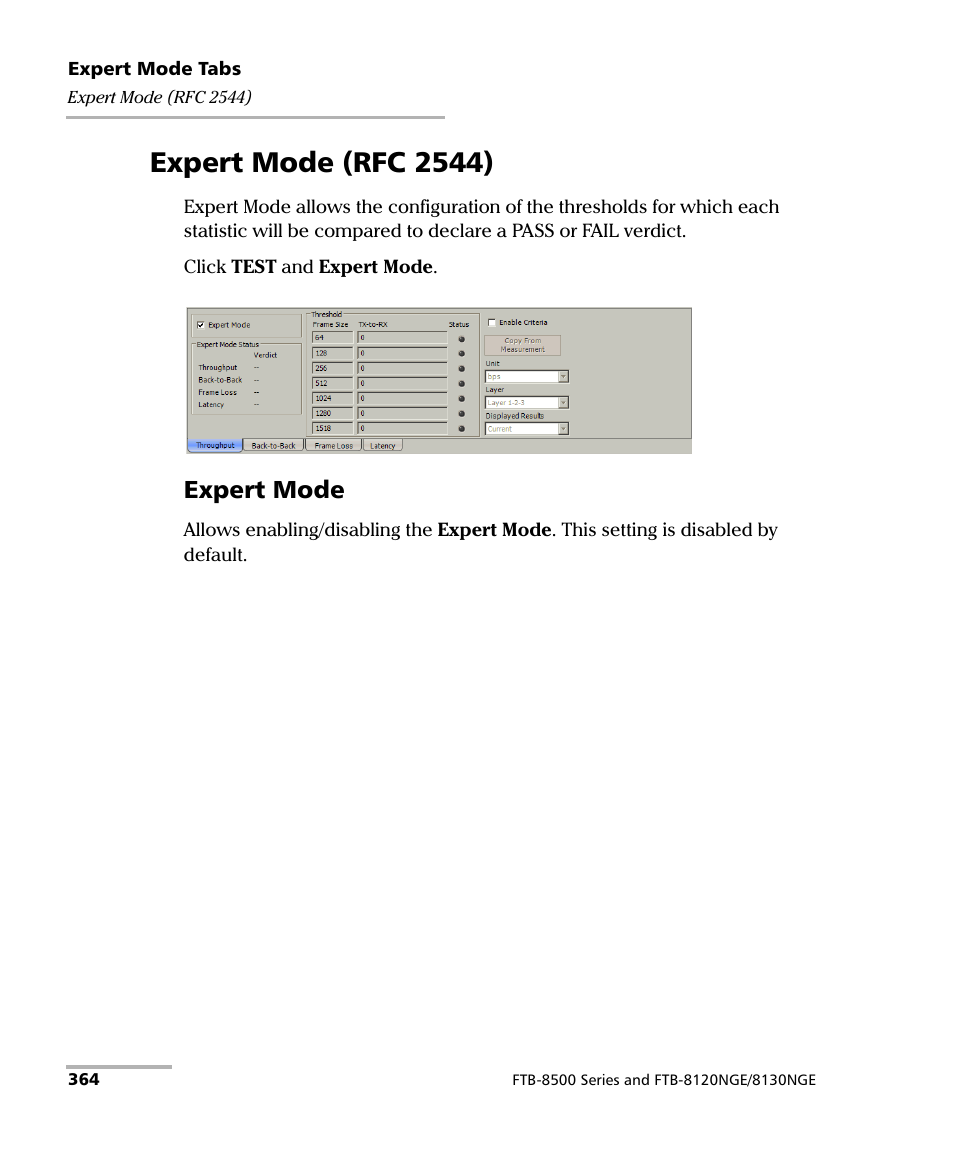 Expert mode (rfc 2544), Expert mode | EXFO RTU 310-310G IP Services Test Head User Manual | Page 376 / 547