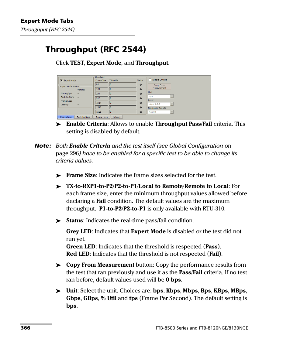 Throughput (rfc 2544) | EXFO RTU 310-310G IP Services Test Head User Manual | Page 378 / 547