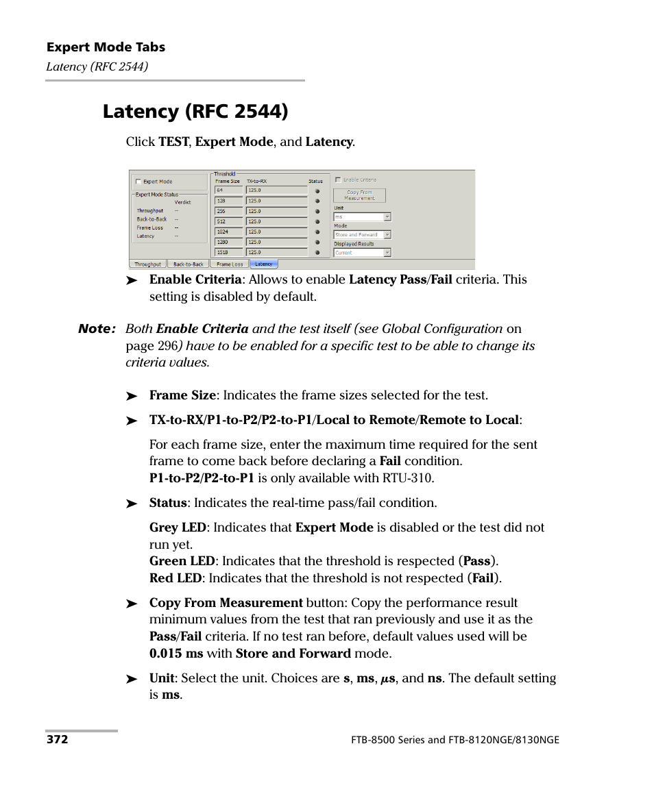 Latency (rfc 2544) | EXFO RTU 310-310G IP Services Test Head User Manual | Page 384 / 547