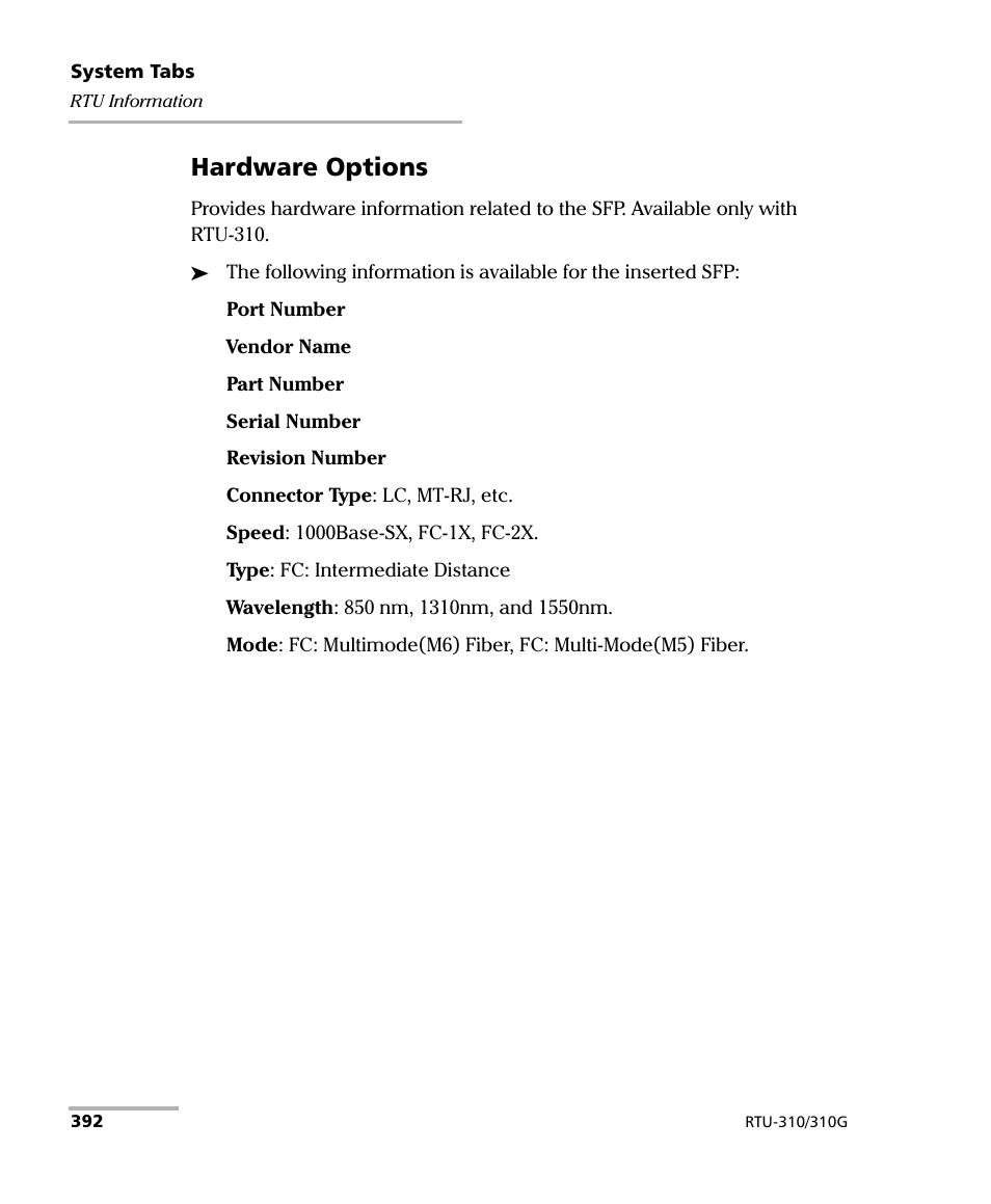 Hardware options | EXFO RTU 310-310G IP Services Test Head User Manual | Page 404 / 547