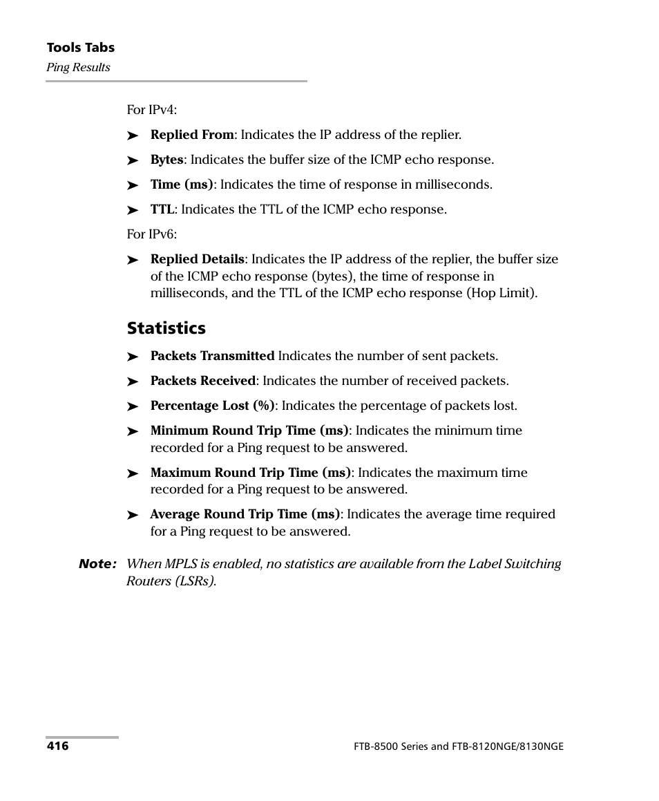 Statistics | EXFO RTU 310-310G IP Services Test Head User Manual | Page 428 / 547