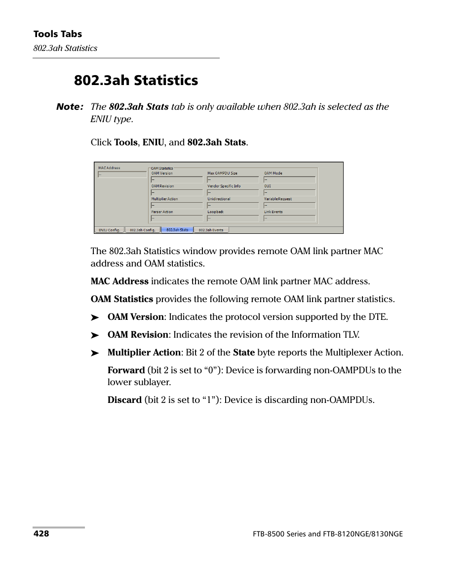 3ah statistics | EXFO RTU 310-310G IP Services Test Head User Manual | Page 440 / 547