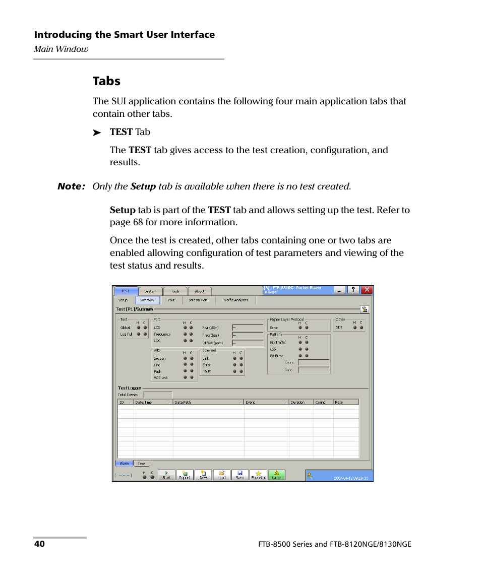 Tabs | EXFO RTU 310-310G IP Services Test Head User Manual | Page 52 / 547