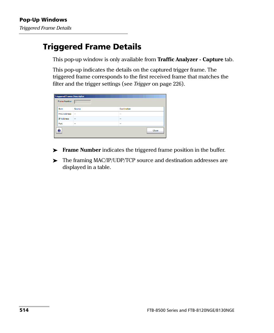 Triggered frame details | EXFO RTU 310-310G IP Services Test Head User Manual | Page 526 / 547