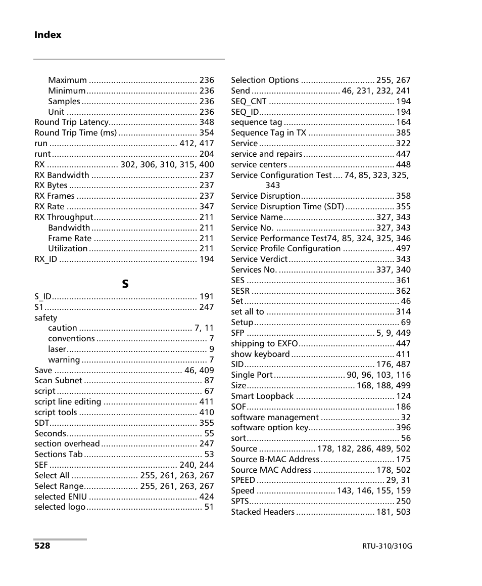 EXFO RTU 310-310G IP Services Test Head User Manual | Page 540 / 547