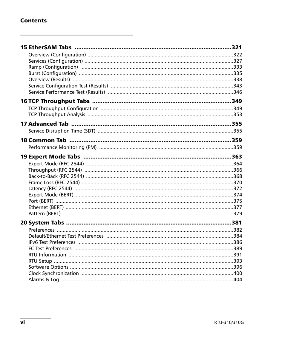 EXFO RTU 310-310G IP Services Test Head User Manual | Page 6 / 547