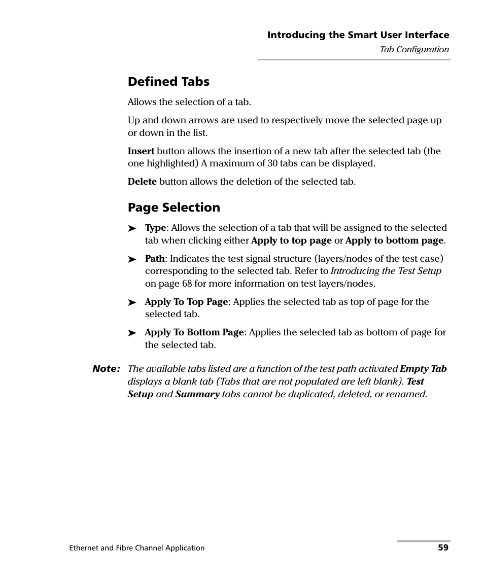 Defined tabs, Page selection | EXFO RTU 310-310G IP Services Test Head User Manual | Page 71 / 547