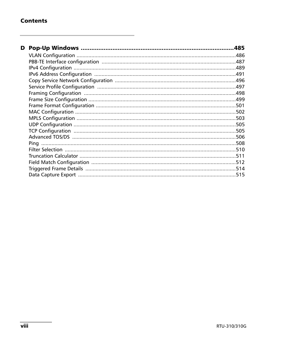 EXFO RTU 310-310G IP Services Test Head User Manual | Page 8 / 547