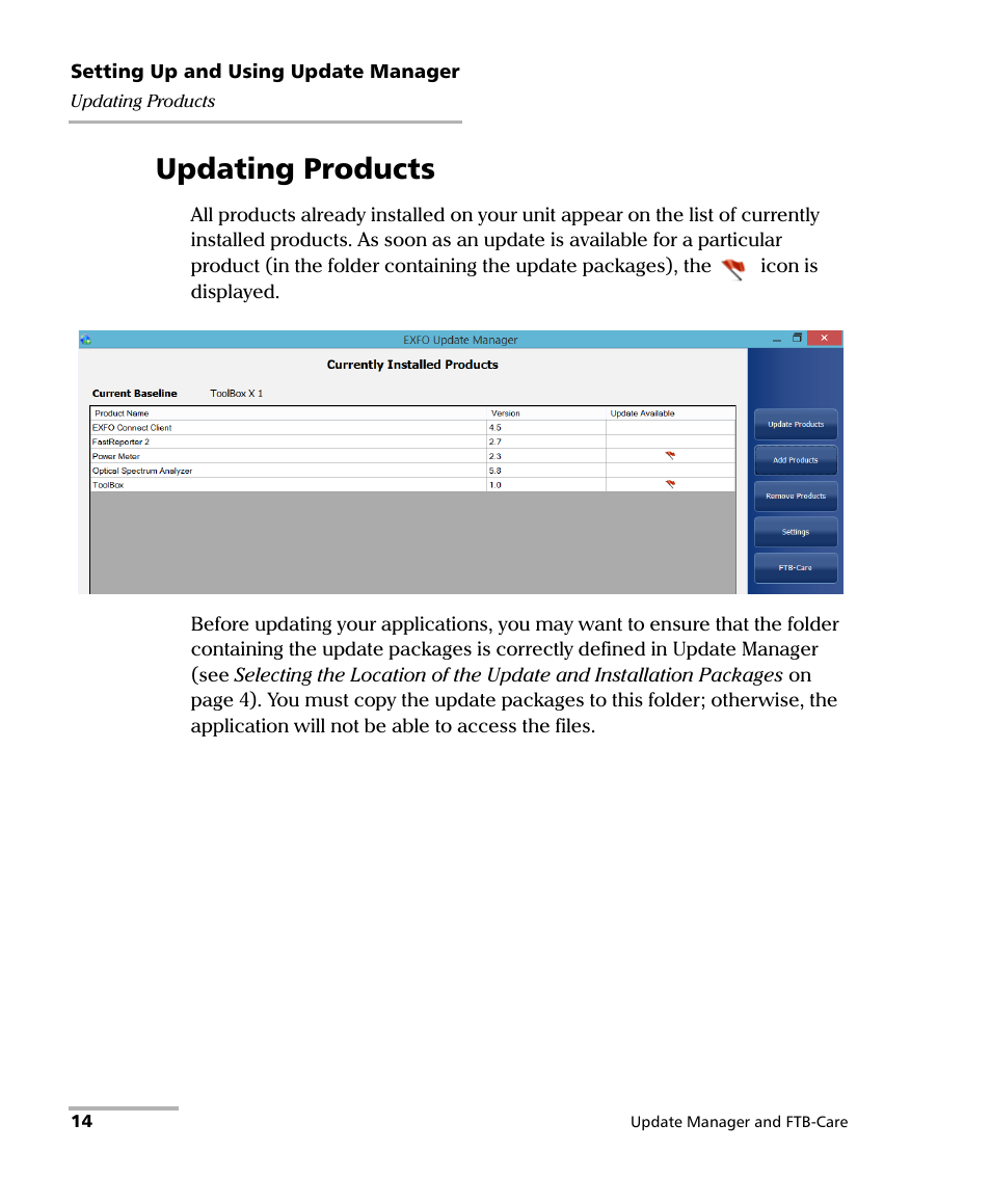 Updating products | EXFO Update Manager User Manual | Page 18 / 45
