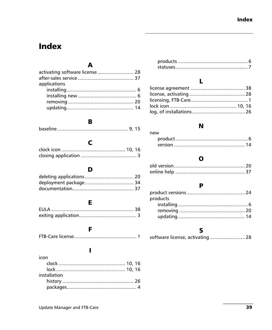 Index | EXFO Update Manager User Manual | Page 43 / 45