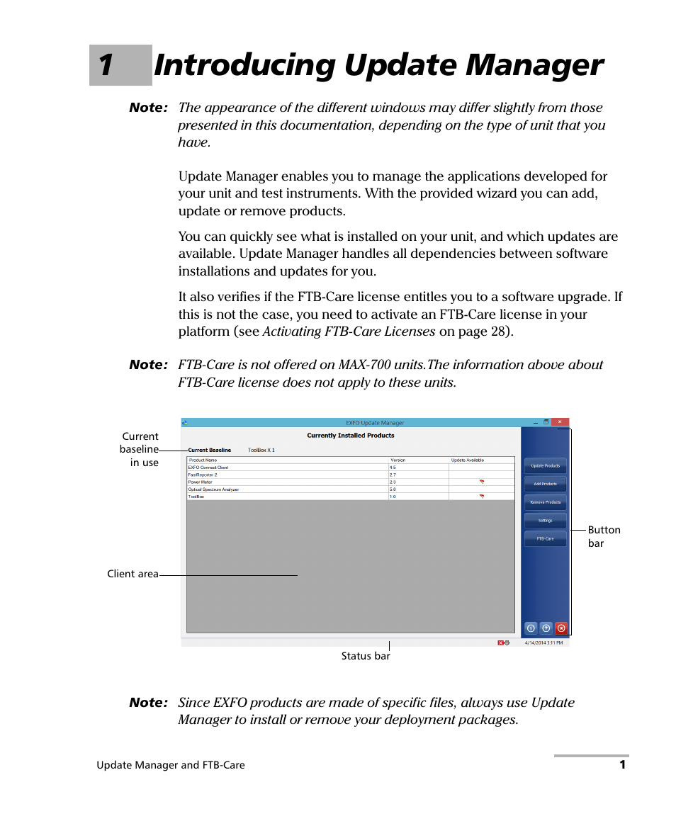 1 introducing update manager, 1introducing update manager | EXFO Update Manager User Manual | Page 5 / 45