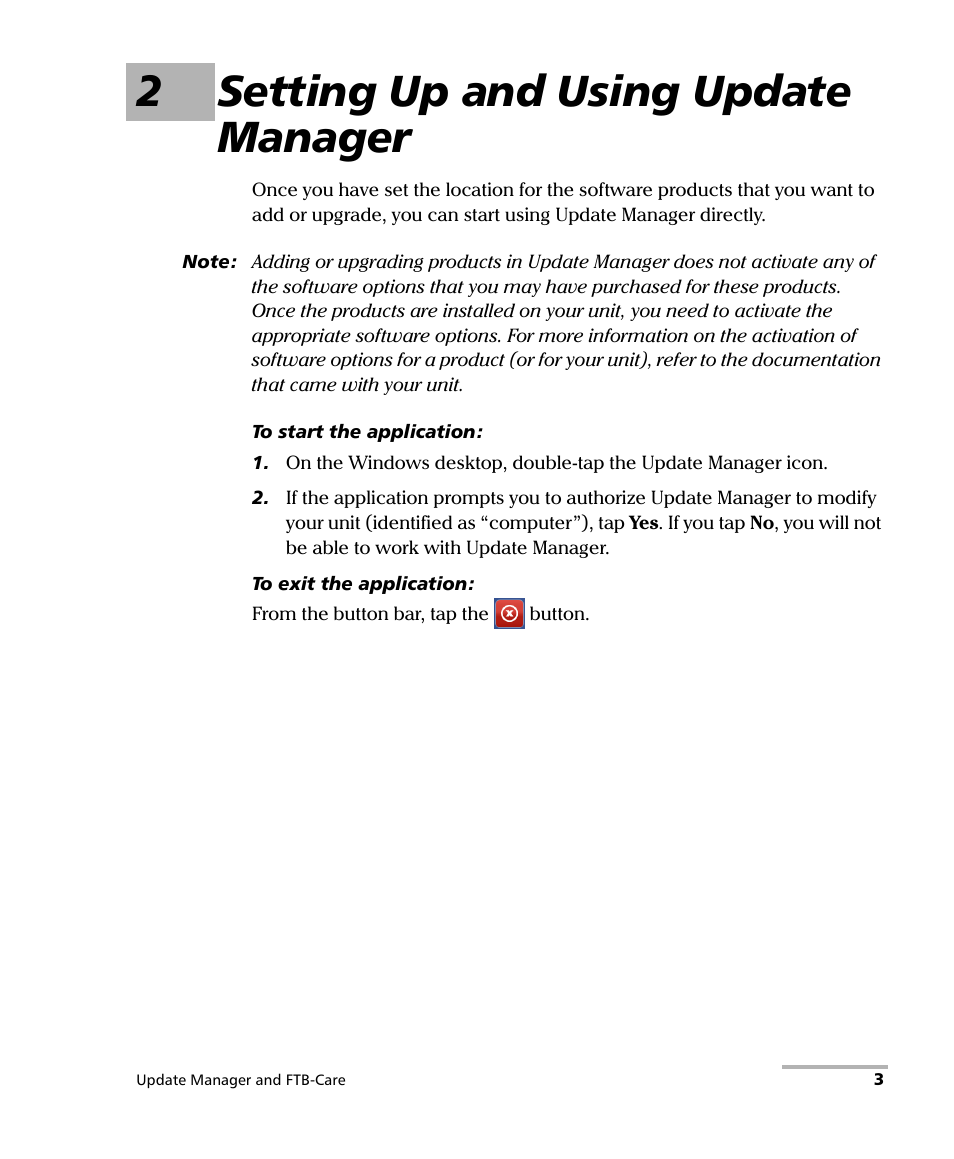 2 setting up and using update manager, 2setting up and using update manager | EXFO Update Manager User Manual | Page 7 / 45