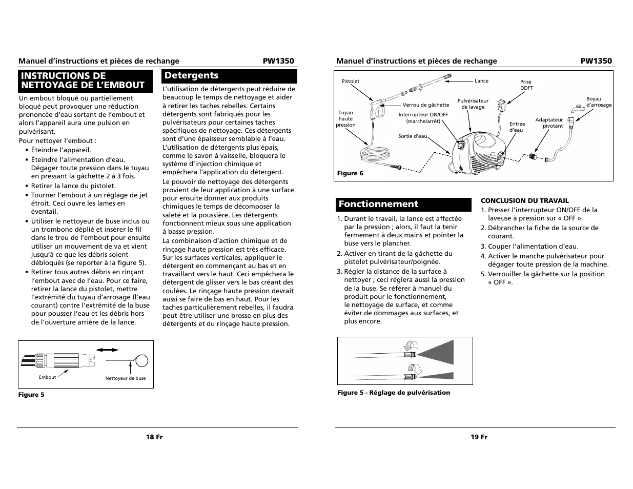 Fonctionnement, Instructions de nettoyage de l’embout detergents | Campbell Hausfeld PW1350 User Manual | Page 18 / 18