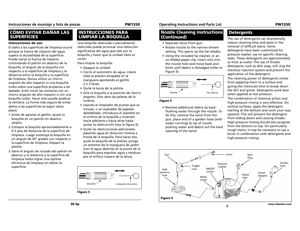 Nozzle cleaning instructions (continued), Detergents | Campbell Hausfeld PW1350 User Manual | Page 7 / 18