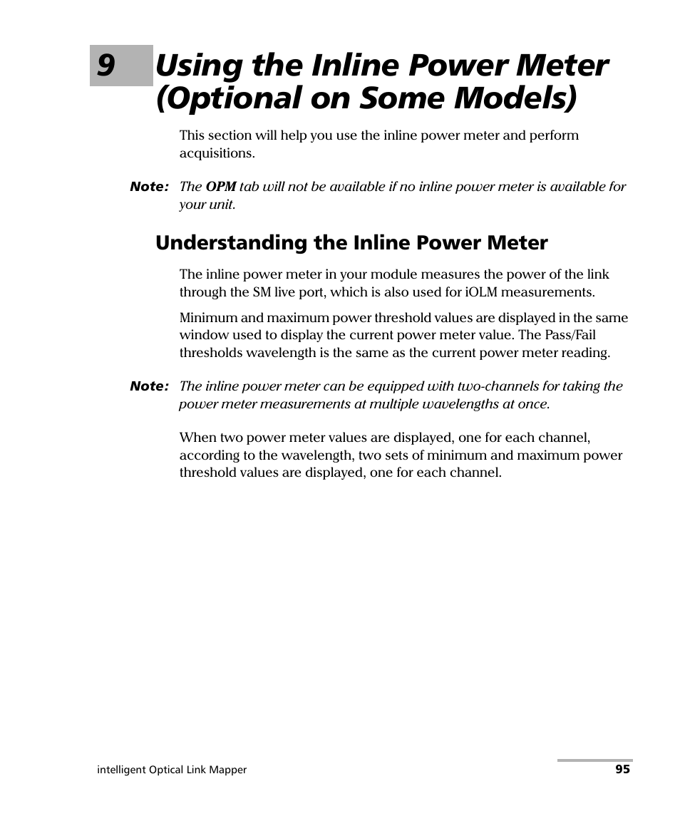 Understanding the inline power meter | EXFO iOLM User Manual | Page 101 / 186