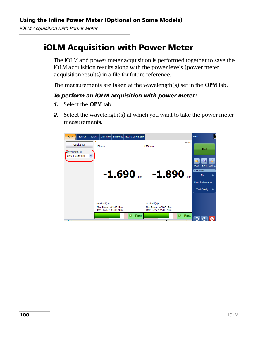 Iolm acquisition with power meter | EXFO iOLM User Manual | Page 106 / 186