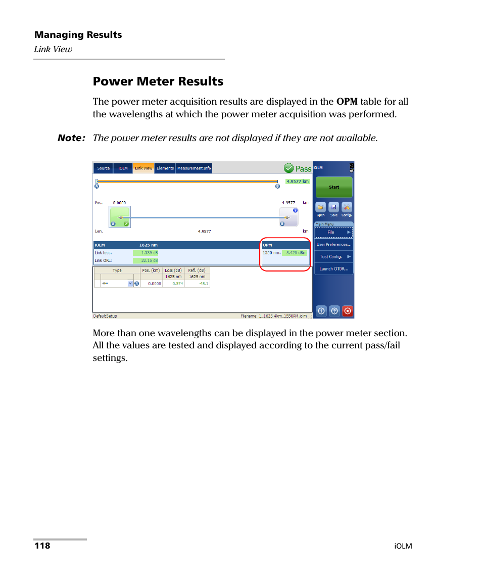 Power meter results | EXFO iOLM User Manual | Page 124 / 186