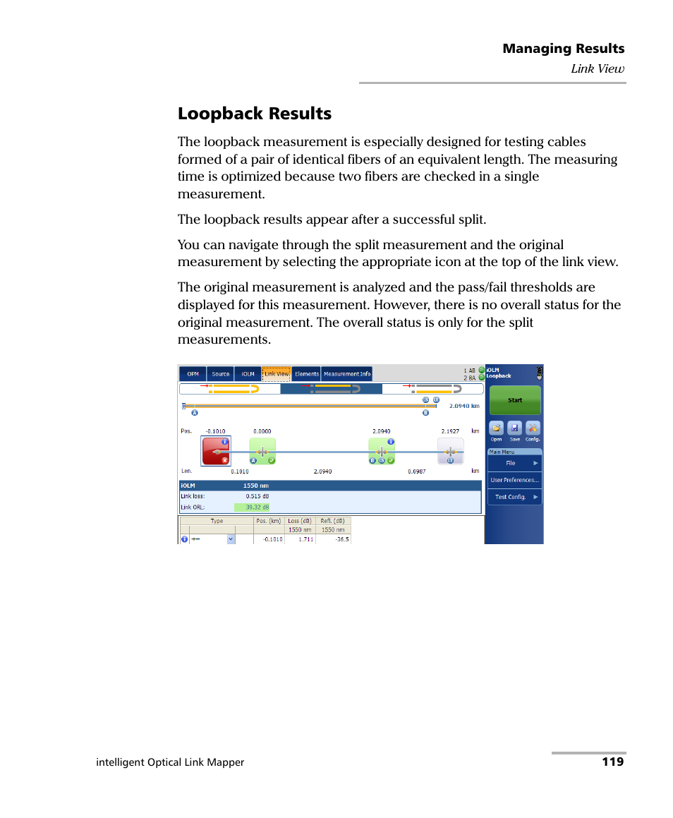 Loopback results | EXFO iOLM User Manual | Page 125 / 186