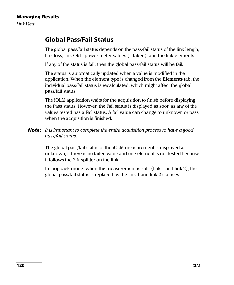 Global pass/fail status | EXFO iOLM User Manual | Page 126 / 186