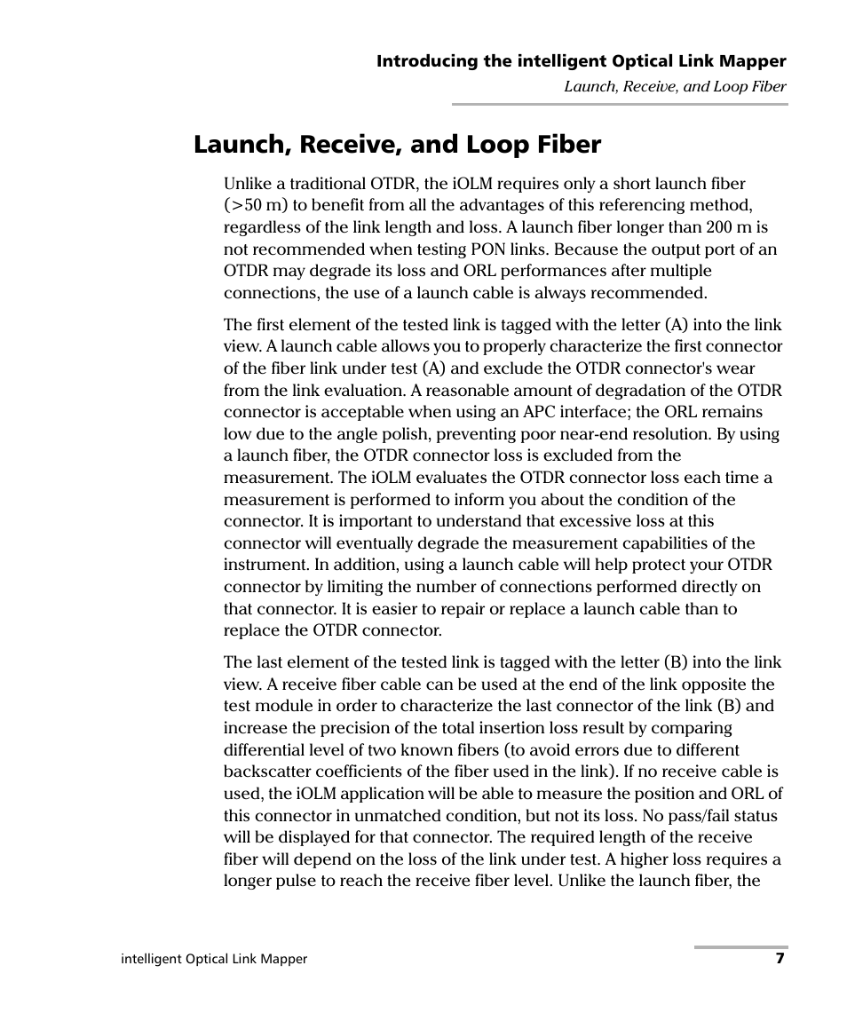 Launch, receive, and loop fiber | EXFO iOLM User Manual | Page 13 / 186