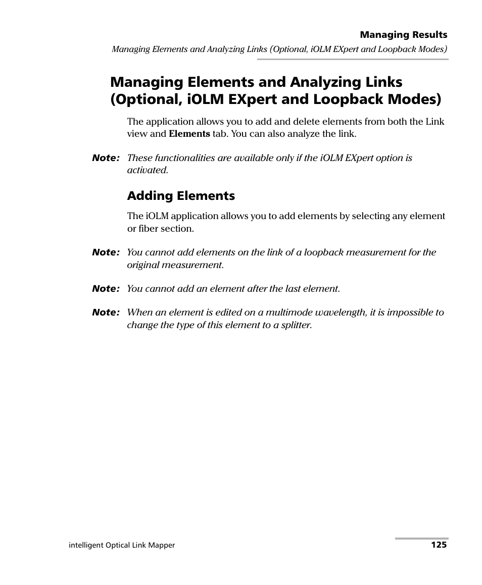 Adding elements | EXFO iOLM User Manual | Page 131 / 186