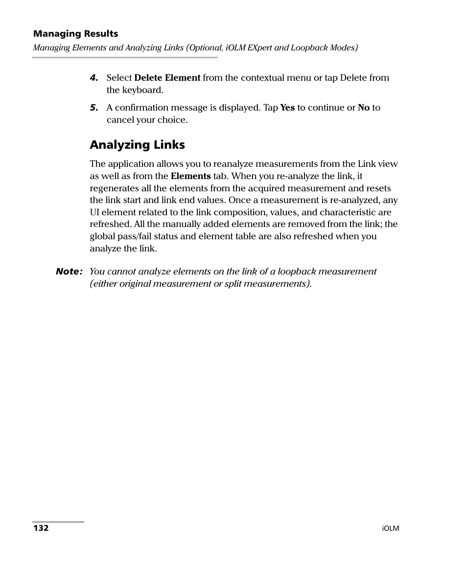 Analyzing links | EXFO iOLM User Manual | Page 138 / 186