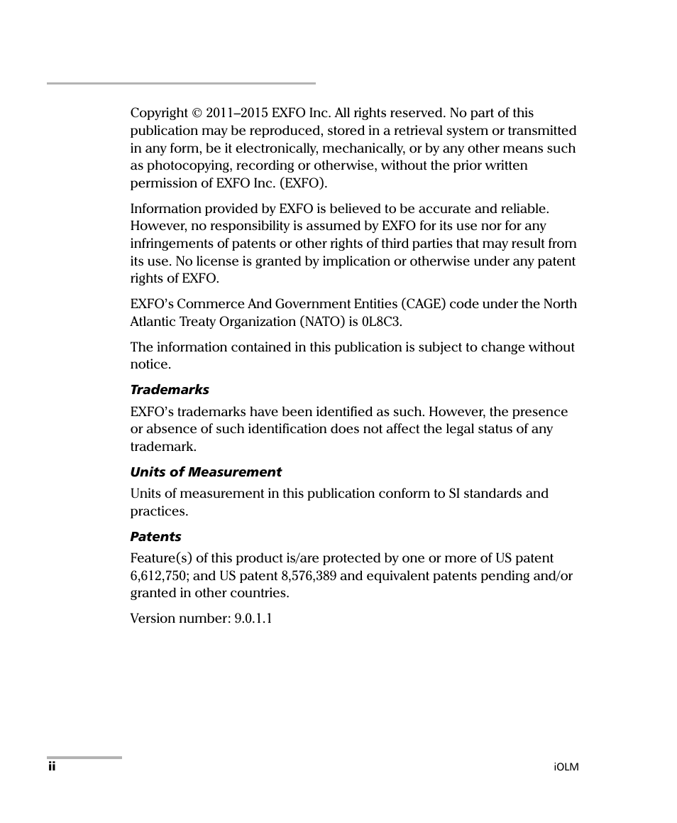 EXFO iOLM User Manual | Page 2 / 186