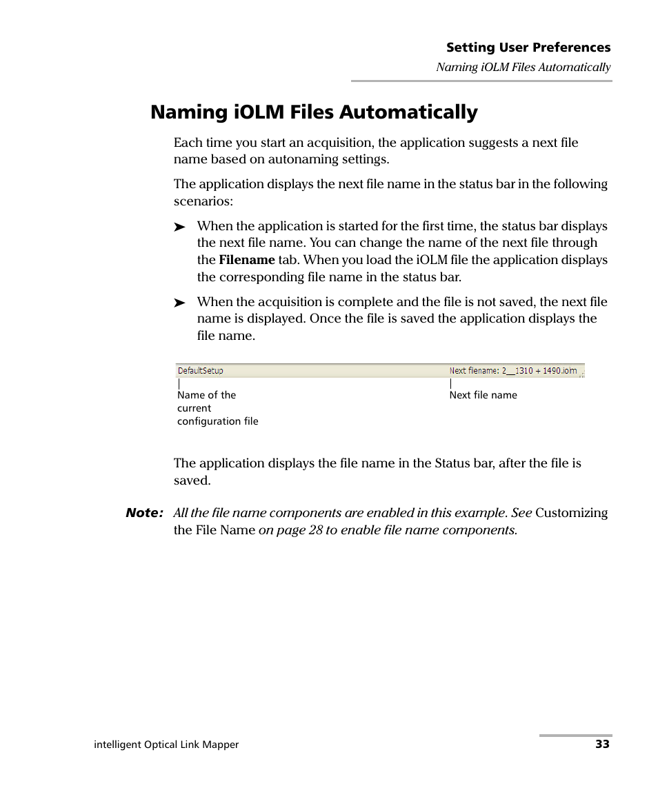 Naming iolm files automatically | EXFO iOLM User Manual | Page 39 / 186