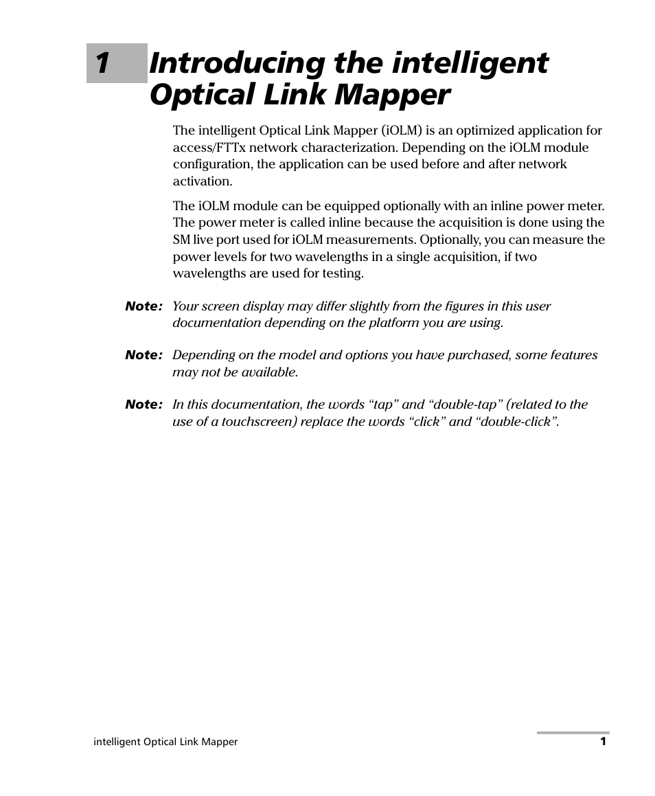 1 introducing the intelligent optical link mapper, 1introducing the intelligent optical link mapper | EXFO iOLM User Manual | Page 7 / 186