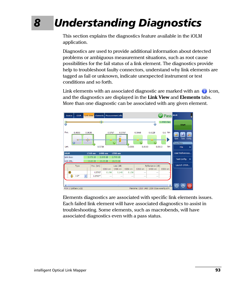 8 understanding diagnostics, 8understanding diagnostics | EXFO iOLM User Manual | Page 99 / 186