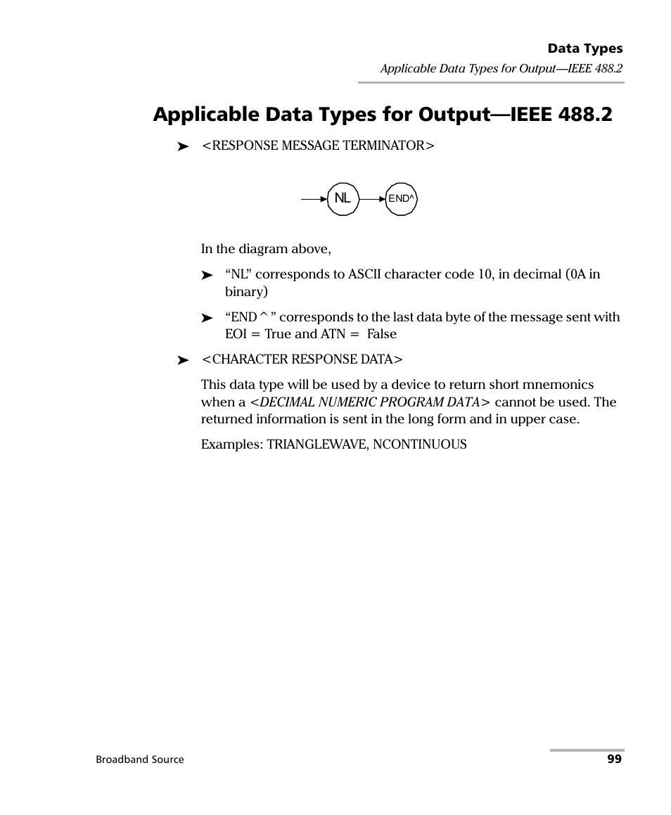Applicable data types for output—ieee 488.2 | EXFO FLS-2200 Broadband Source User Manual | Page 107 / 183