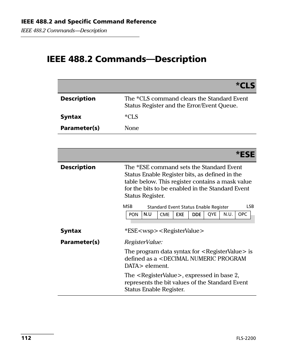 Ieee 488.2 commands—description | EXFO FLS-2200 Broadband Source User Manual | Page 120 / 183