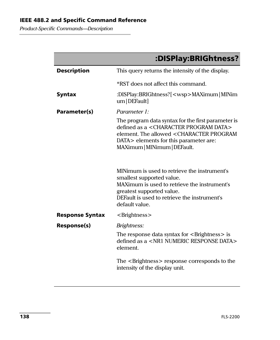 Display:brightness | EXFO FLS-2200 Broadband Source User Manual | Page 146 / 183