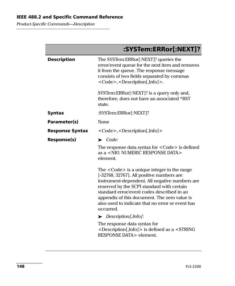 System:error[:next | EXFO FLS-2200 Broadband Source User Manual | Page 156 / 183