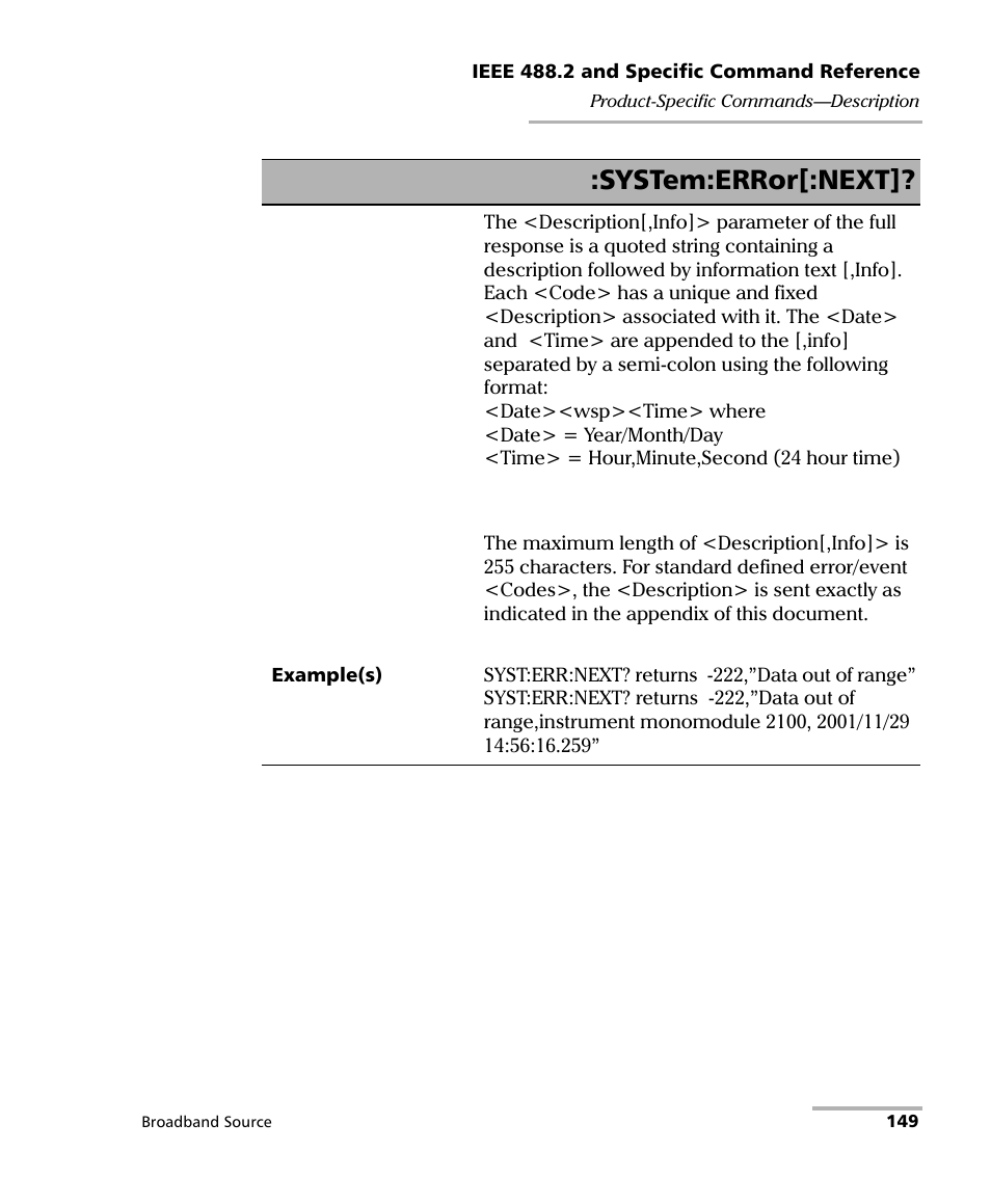 System:error[:next | EXFO FLS-2200 Broadband Source User Manual | Page 157 / 183