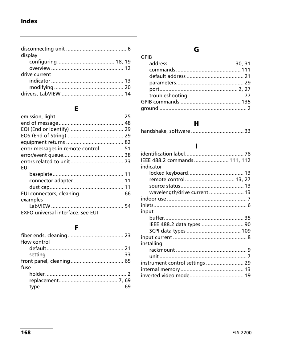 EXFO FLS-2200 Broadband Source User Manual | Page 176 / 183