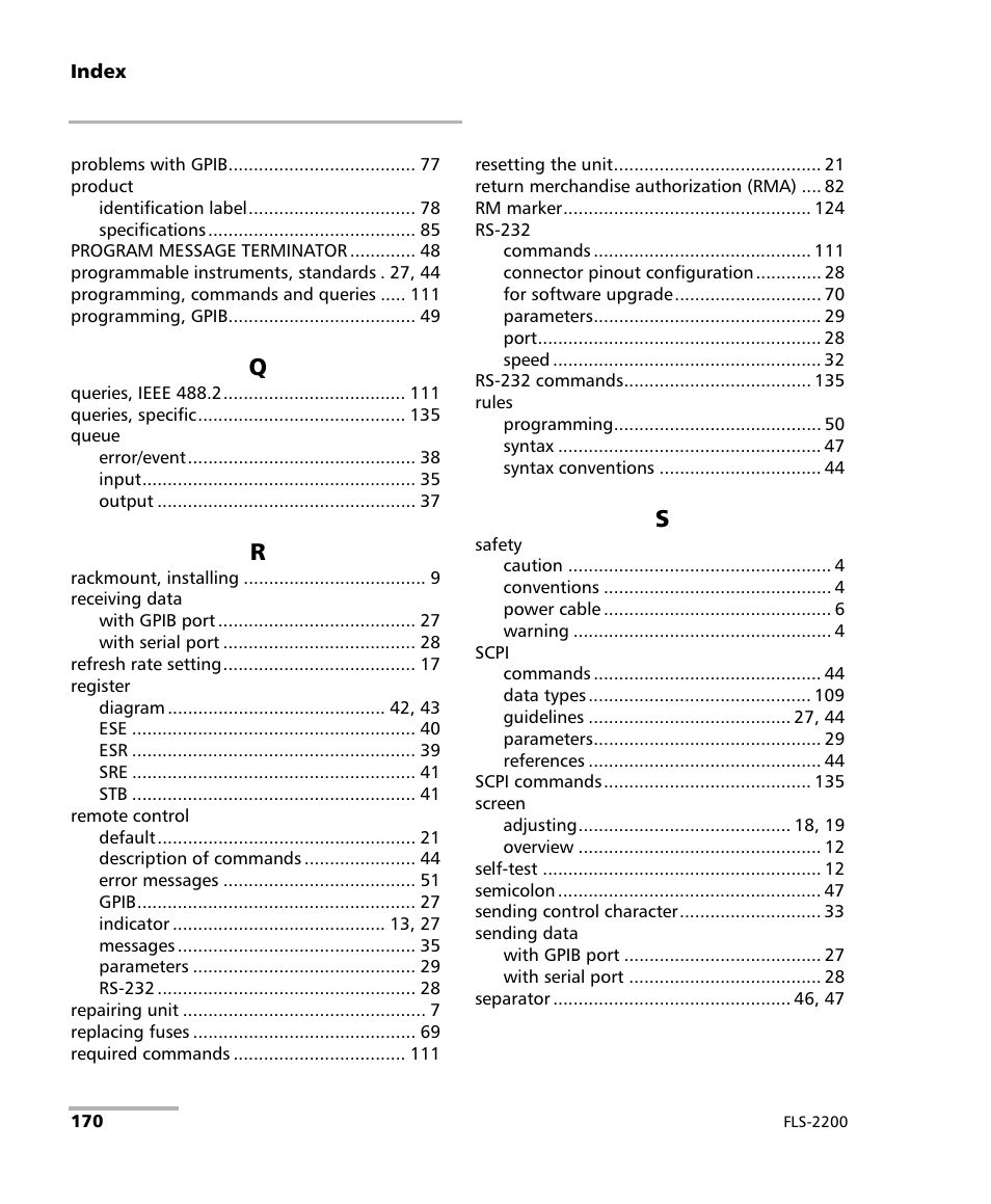 EXFO FLS-2200 Broadband Source User Manual | Page 178 / 183