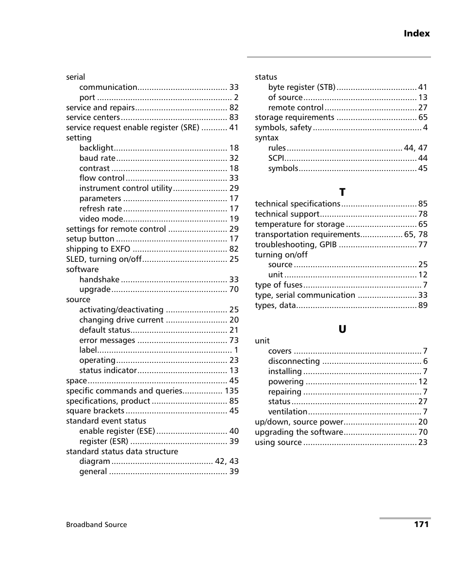 EXFO FLS-2200 Broadband Source User Manual | Page 179 / 183