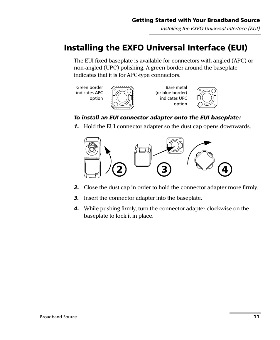Installing the exfo universal interface (eui) | EXFO FLS-2200 Broadband Source User Manual | Page 19 / 183