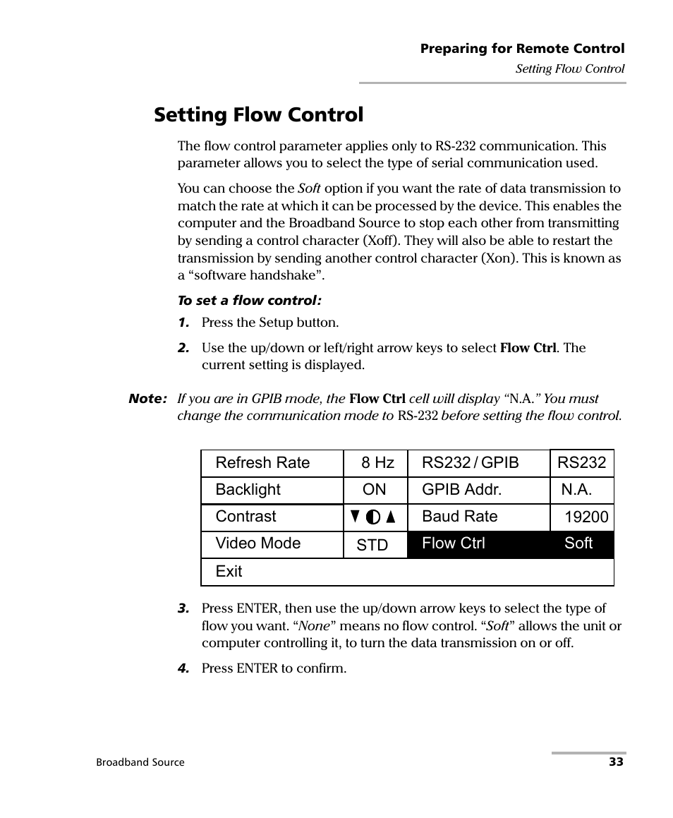 Setting flow control | EXFO FLS-2200 Broadband Source User Manual | Page 41 / 183